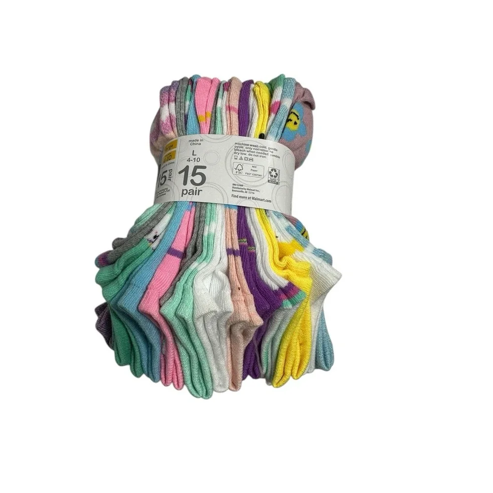 wonder nation girls‎ 15 pairs no show ankle socks size large 4-10